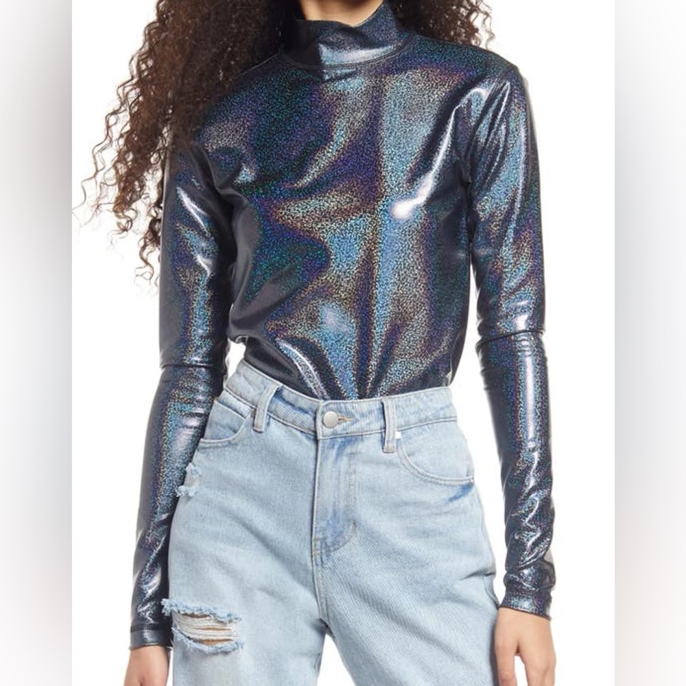BP. Rainbow Iridescent Glitter Mockneck